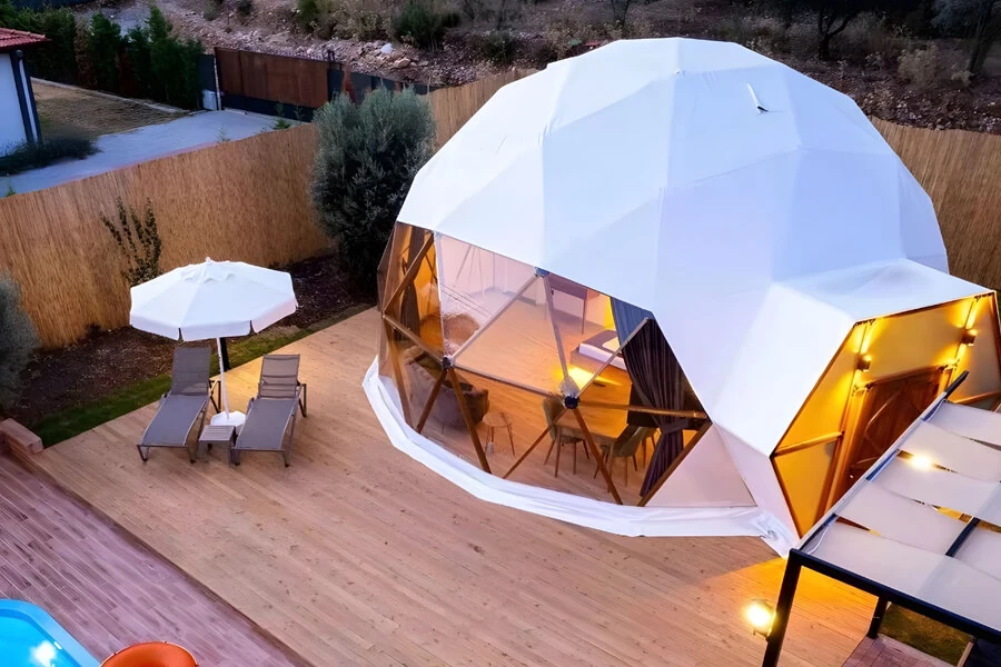 glamping geodesic dome tent