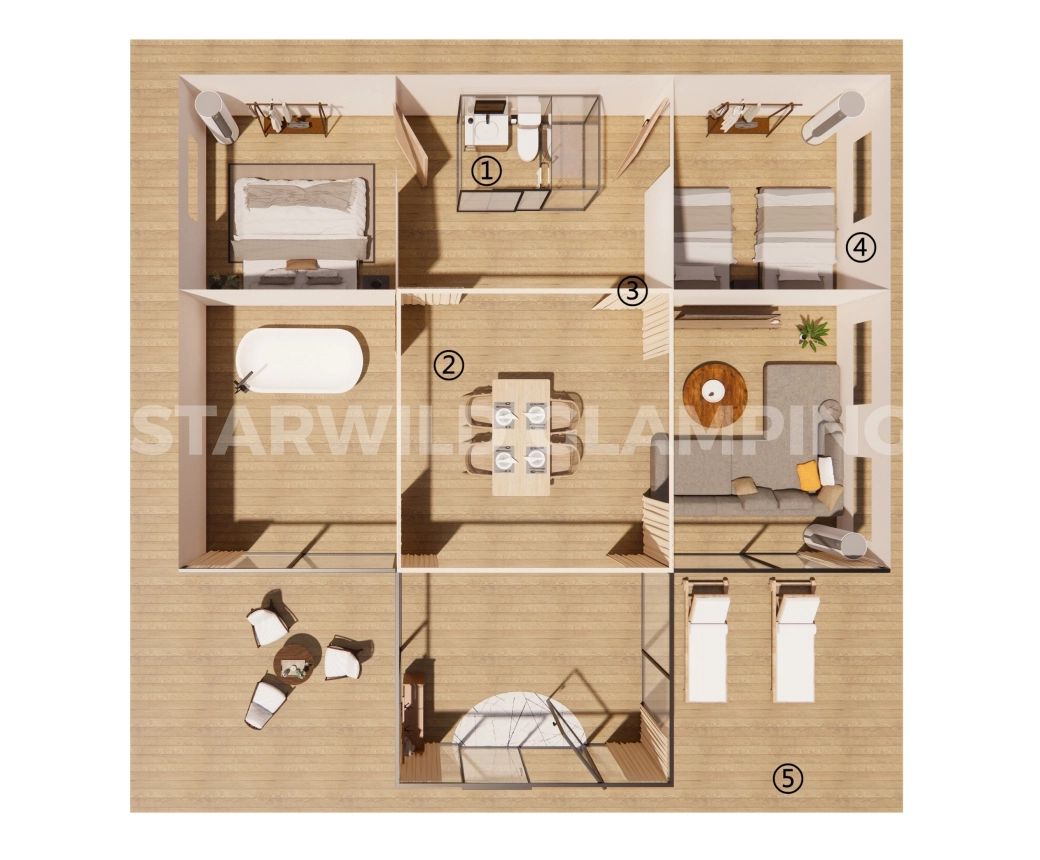 Interior Features of Saturn Luxury Glamping Tent